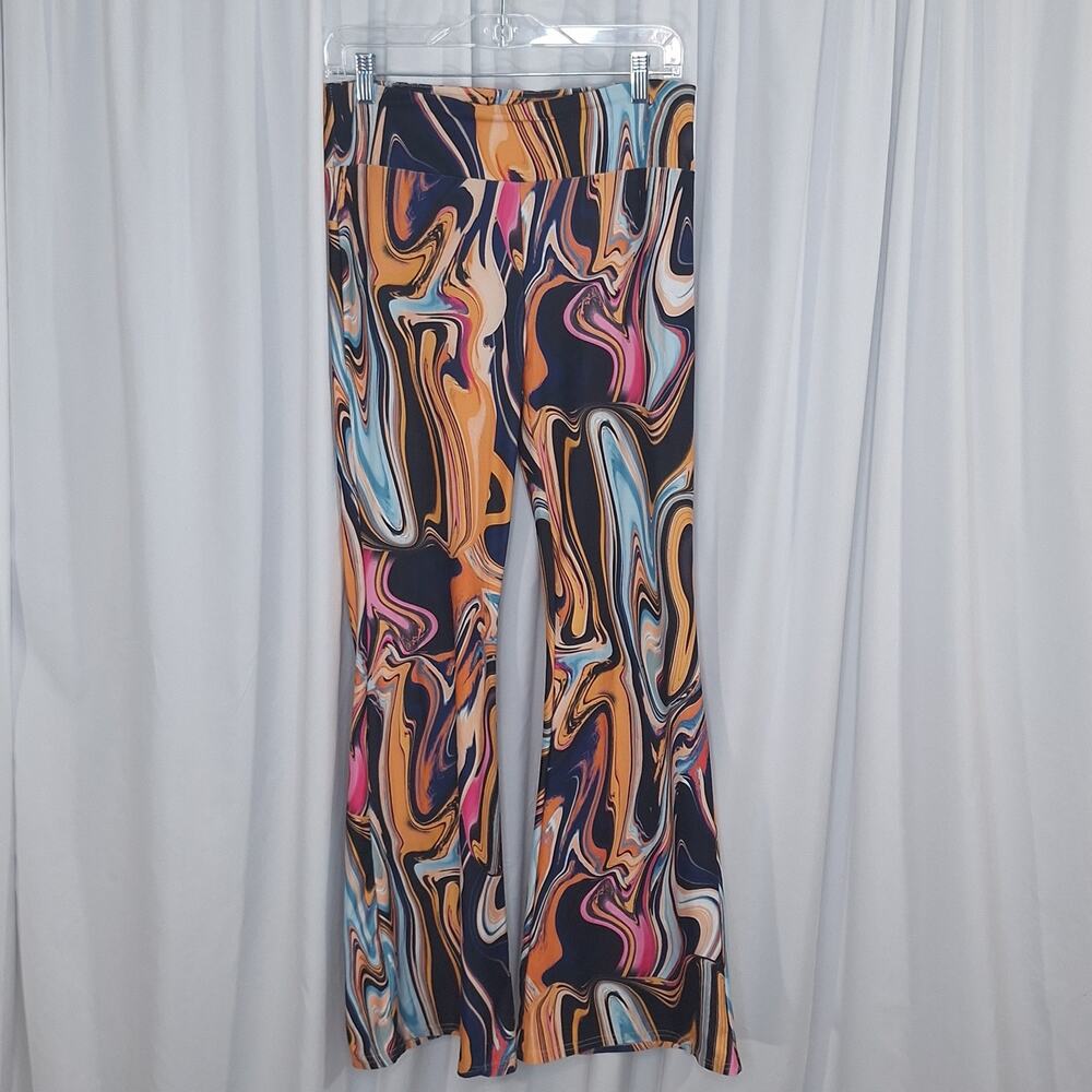 No Boundaries Yoga Pants L 11/13 Colorful Y2K Stretch Athleisure Gym Festival